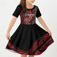Aotearoa Iwi Ngapuhi Personalised Kid Short Sleeve Dress NZ Maori Humpback Whale Taniko Motifs LT14 KID Red - Polynesian Pride
