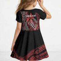 Aotearoa Iwi Ngapuhi Personalised Kid Short Sleeve Dress NZ Maori Humpback Whale Taniko Motifs LT14 - Polynesian Pride