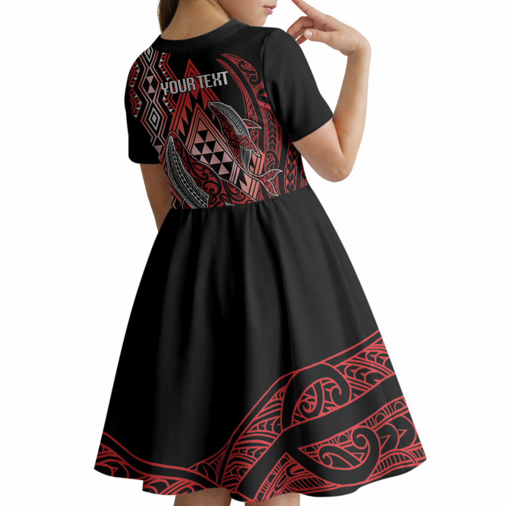 Aotearoa Iwi Ngapuhi Personalised Kid Short Sleeve Dress NZ Maori Humpback Whale Taniko Motifs LT14 - Polynesian Pride