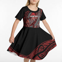 Aotearoa Iwi Ngapuhi Personalised Kid Short Sleeve Dress NZ Maori Humpback Whale Taniko Motifs LT14 - Polynesian Pride