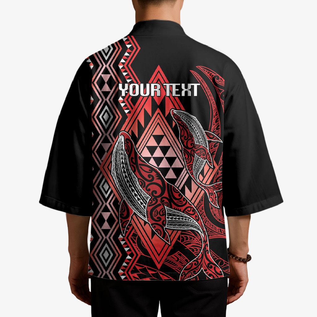 Aotearoa Iwi Ngapuhi Personalised Kimono NZ Maori Humpback Whale Taniko Motifs LT14 - Polynesian Pride