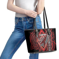 Aotearoa Iwi Ngapuhi Leather Tote Bag NZ Maori Humpback Whale Taniko Motifs LT14 - Polynesian Pride