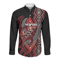 Aotearoa Iwi Ngapuhi Personalised Long Sleeve Button Shirt NZ Maori Humpback Whale Taniko Motifs LT14 Unisex Red - Polynesian Pride