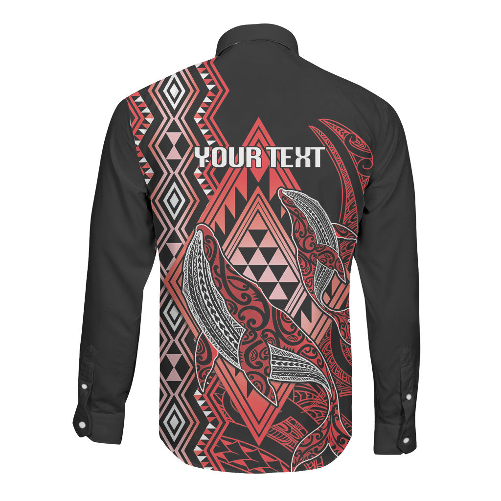 Aotearoa Iwi Ngapuhi Personalised Long Sleeve Button Shirt NZ Maori Humpback Whale Taniko Motifs LT14 - Polynesian Pride