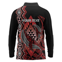 Aotearoa Iwi Ngapuhi Personalised Long Sleeve Polo Shirt NZ Maori Humpback Whale Taniko Motifs LT14 - Polynesian Pride