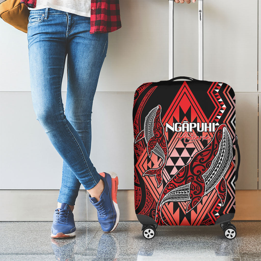 Aotearoa Iwi Ngapuhi Luggage Cover NZ Maori Humpback Whale Taniko Motifs LT14 - Polynesian Pride