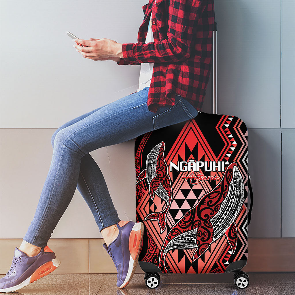 Aotearoa Iwi Ngapuhi Luggage Cover NZ Maori Humpback Whale Taniko Motifs LT14 - Polynesian Pride
