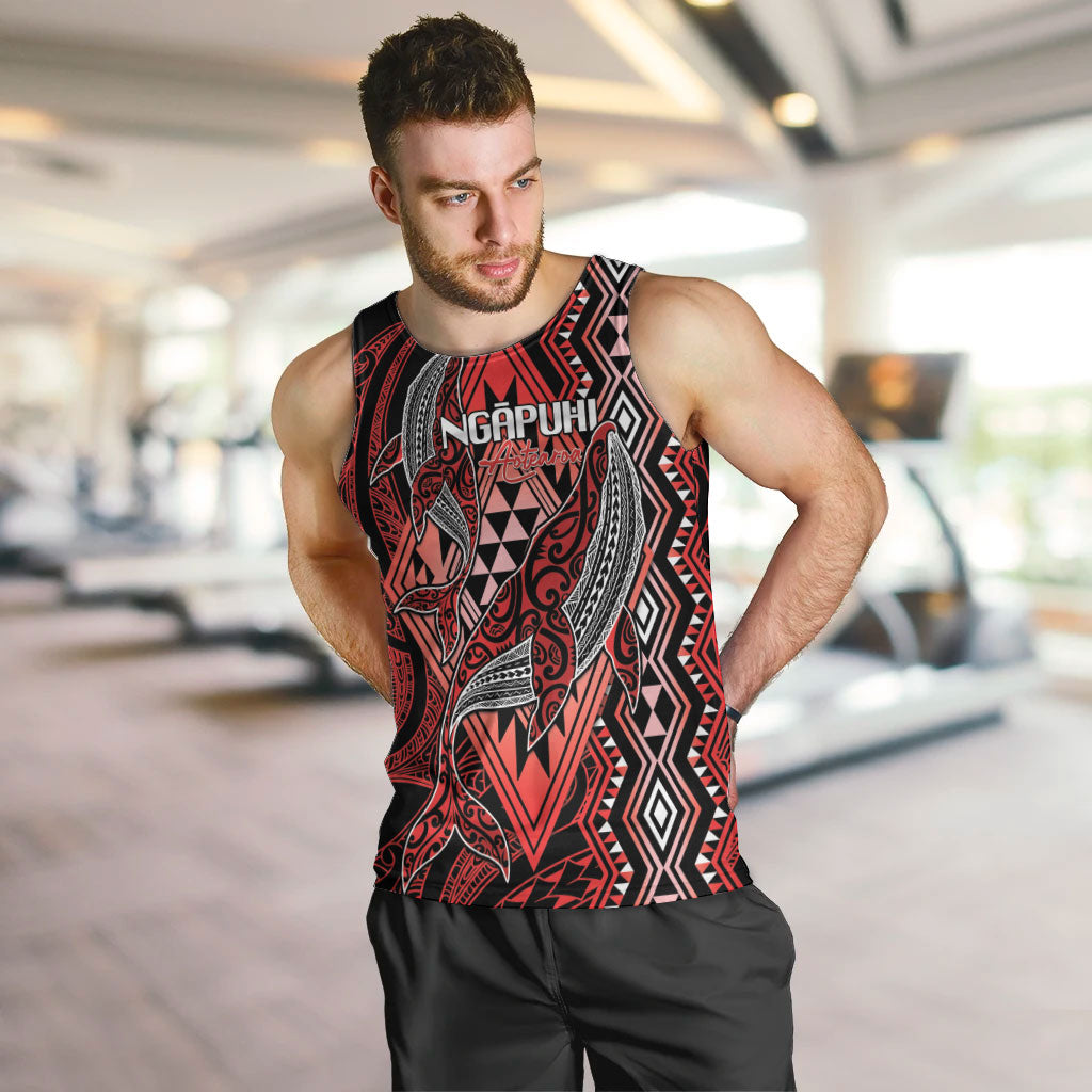 Aotearoa Iwi Ngapuhi Personalised Men Tank Top NZ Maori Humpback Whale Taniko Motifs LT14 Red - Polynesian Pride