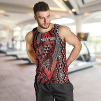 Aotearoa Iwi Ngapuhi Personalised Men Tank Top NZ Maori Humpback Whale Taniko Motifs LT14 Red - Polynesian Pride