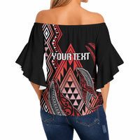 Aotearoa Iwi Ngapuhi Personalised Off Shoulder Wrap Waist Top NZ Maori Humpback Whale Taniko Motifs LT14 - Polynesian Pride
