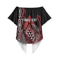 Aotearoa Iwi Ngapuhi Personalised Off Shoulder Wrap Waist Top NZ Maori Humpback Whale Taniko Motifs LT14 - Polynesian Pride