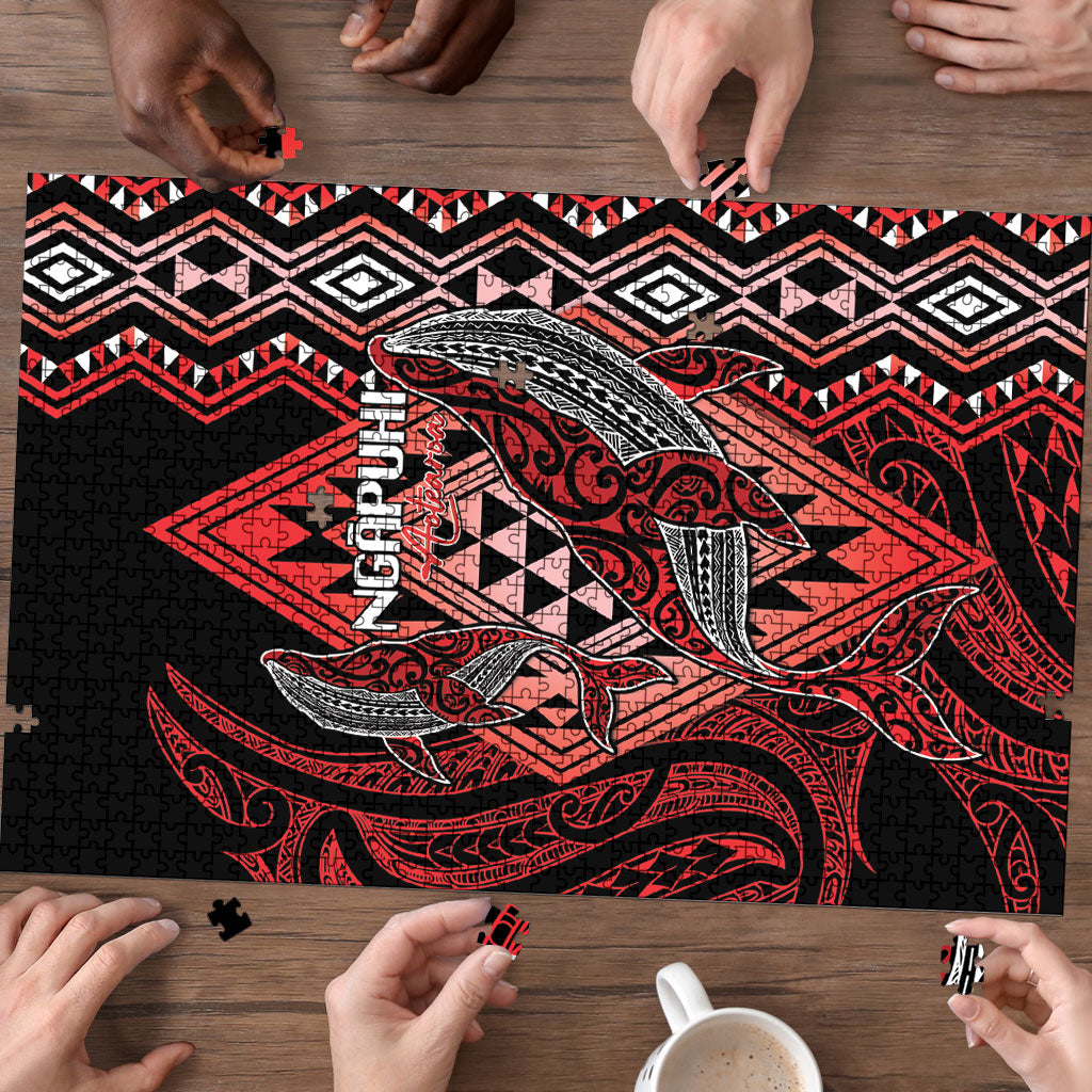 Aotearoa Iwi Ngapuhi Puzzle NZ Maori Humpback Whale Taniko Motifs LT14 - Polynesian Pride