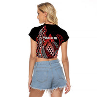 Aotearoa Iwi Ngapuhi Personalised Raglan Cropped T Shirt NZ Maori Humpback Whale Taniko Motifs LT14 - Polynesian Pride