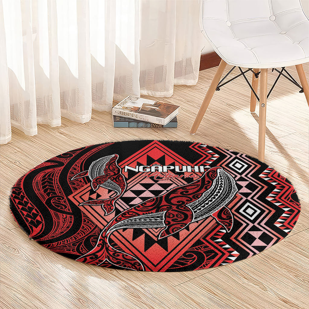 Aotearoa Iwi Ngapuhi Round Carpet NZ Maori Humpback Whale Taniko Motifs LT14 - Polynesian Pride