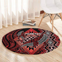Aotearoa Iwi Ngapuhi Round Carpet NZ Maori Humpback Whale Taniko Motifs LT14 - Polynesian Pride