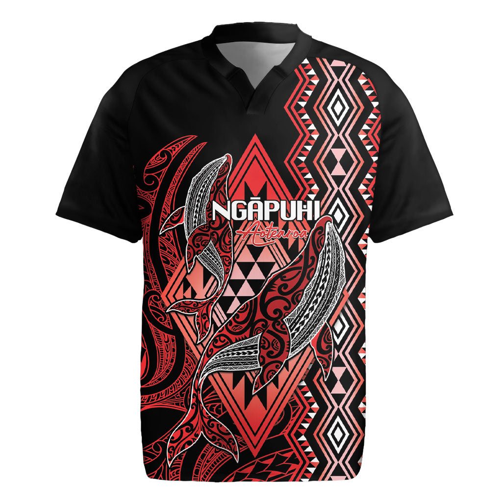 Aotearoa Iwi Ngapuhi Personalised Rugby Jersey NZ Maori Humpback Whale Taniko Motifs LT14 Red - Polynesian Pride