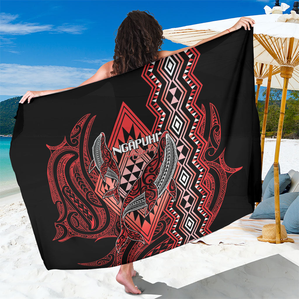 Aotearoa Iwi Ngapuhi Sarong NZ Maori Humpback Whale Taniko Motifs LT14 One Size 44 x 66 inches Red - Polynesian Pride