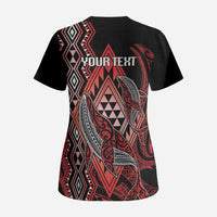 Aotearoa Iwi Ngapuhi Personalised Scrub Top NZ Maori Humpback Whale Taniko Motifs LT14 - Polynesian Pride