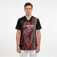 Aotearoa Iwi Ngapuhi Personalised Scrub Top NZ Maori Humpback Whale Taniko Motifs LT14 - Polynesian Pride