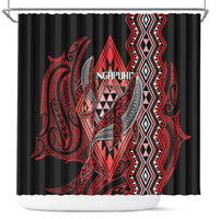 Aotearoa Iwi Ngapuhi Shower Curtain NZ Maori Humpback Whale Taniko Motifs LT14 Red - Polynesian Pride