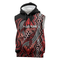 Aotearoa Iwi Ngapuhi Personalised Sleeveless Hoodie NZ Maori Humpback Whale Taniko Motifs LT14 Red - Polynesian Pride