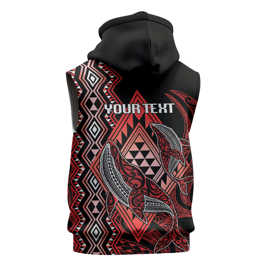 Aotearoa Iwi Ngapuhi Personalised Sleeveless Hoodie NZ Maori Humpback Whale Taniko Motifs LT14 - Polynesian Pride