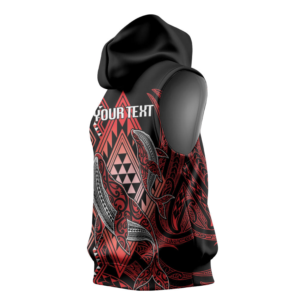 Aotearoa Iwi Ngapuhi Personalised Sleeveless Hoodie NZ Maori Humpback Whale Taniko Motifs LT14 - Polynesian Pride