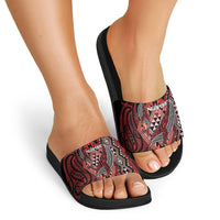 Aotearoa Iwi Ngapuhi Slide Sandals NZ Maori Humpback Whale Taniko Motifs LT14 - Polynesian Pride