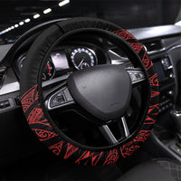 Aotearoa Iwi Ngapuhi Steering Wheel Cover NZ Maori Humpback Whale Taniko Motifs LT14 Universal Fit Red - Polynesian Pride