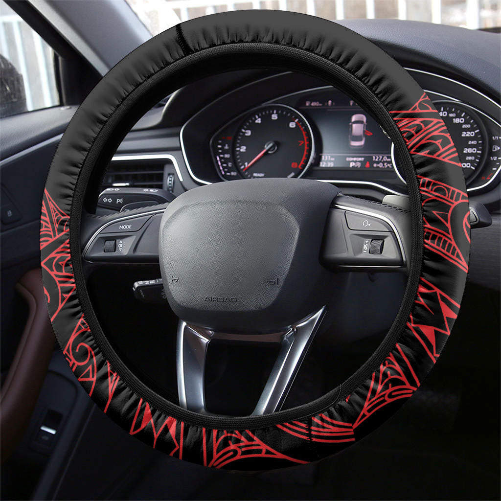 Aotearoa Iwi Ngapuhi Steering Wheel Cover NZ Maori Humpback Whale Taniko Motifs LT14 - Polynesian Pride