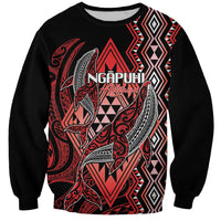 Aotearoa Iwi Ngapuhi Personalised Sweatshirt NZ Maori Humpback Whale Taniko Motifs LT14 Unisex Red - Polynesian Pride