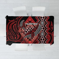 Aotearoa Iwi Ngapuhi Tablecloth NZ Maori Humpback Whale Taniko Motifs LT14 Red - Polynesian Pride
