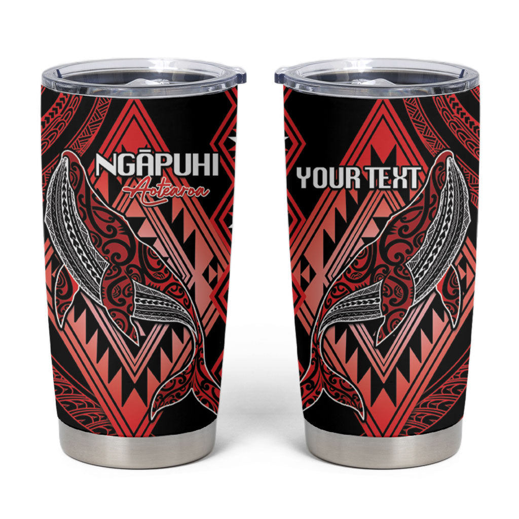 Aotearoa Iwi Ngapuhi Personalised Tumbler Cup NZ Maori Humpback Whale Taniko Motifs LT14 Red - Polynesian Pride