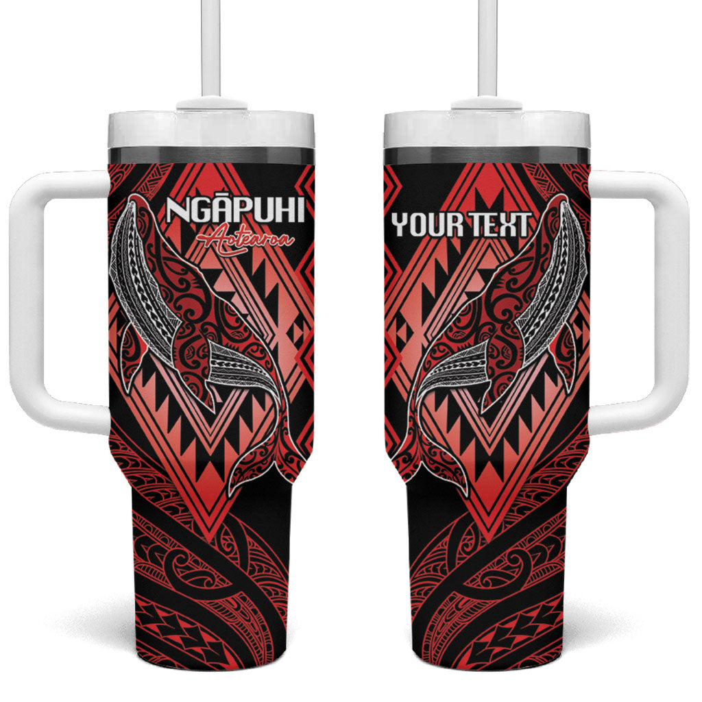 Aotearoa Iwi Ngapuhi Personalised Tumbler With Handle NZ Maori Humpback Whale Taniko Motifs LT14 One Size: 40 oz Red - Polynesian Pride