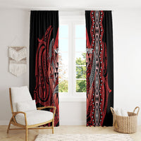 Aotearoa Iwi Ngapuhi Window Curtain NZ Maori Humpback Whale Taniko Motifs LT14 - Polynesian Pride