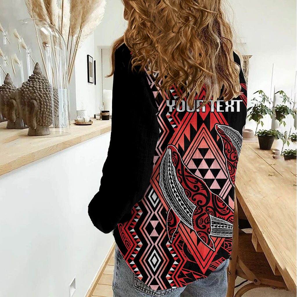 Aotearoa Iwi Ngapuhi Personalised Women Casual Shirt NZ Maori Humpback Whale Taniko Motifs LT14 - Polynesian Pride