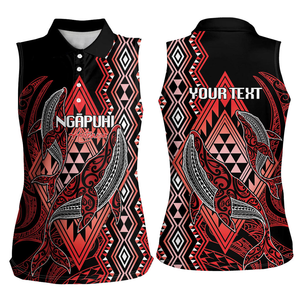 Aotearoa Iwi Ngapuhi Personalised Women Sleeveless Polo Shirt NZ Maori Humpback Whale Taniko Motifs LT14 - Polynesian Pride