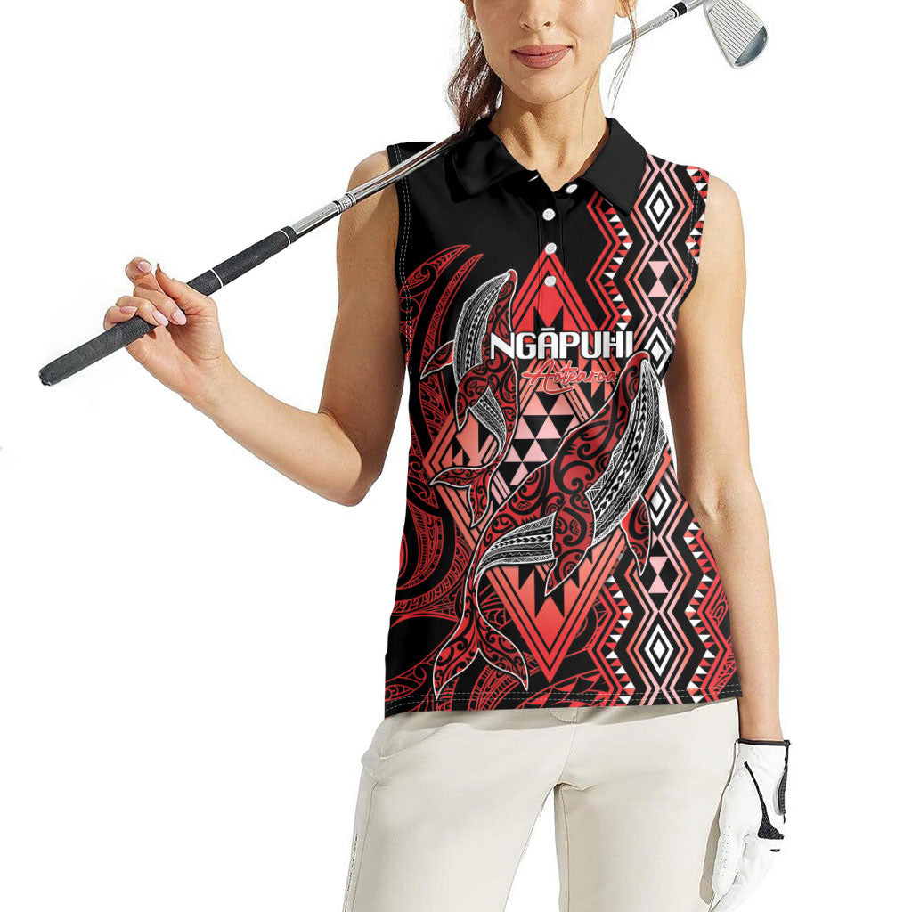 Aotearoa Iwi Ngapuhi Personalised Women Sleeveless Polo Shirt NZ Maori Humpback Whale Taniko Motifs LT14 - Polynesian Pride