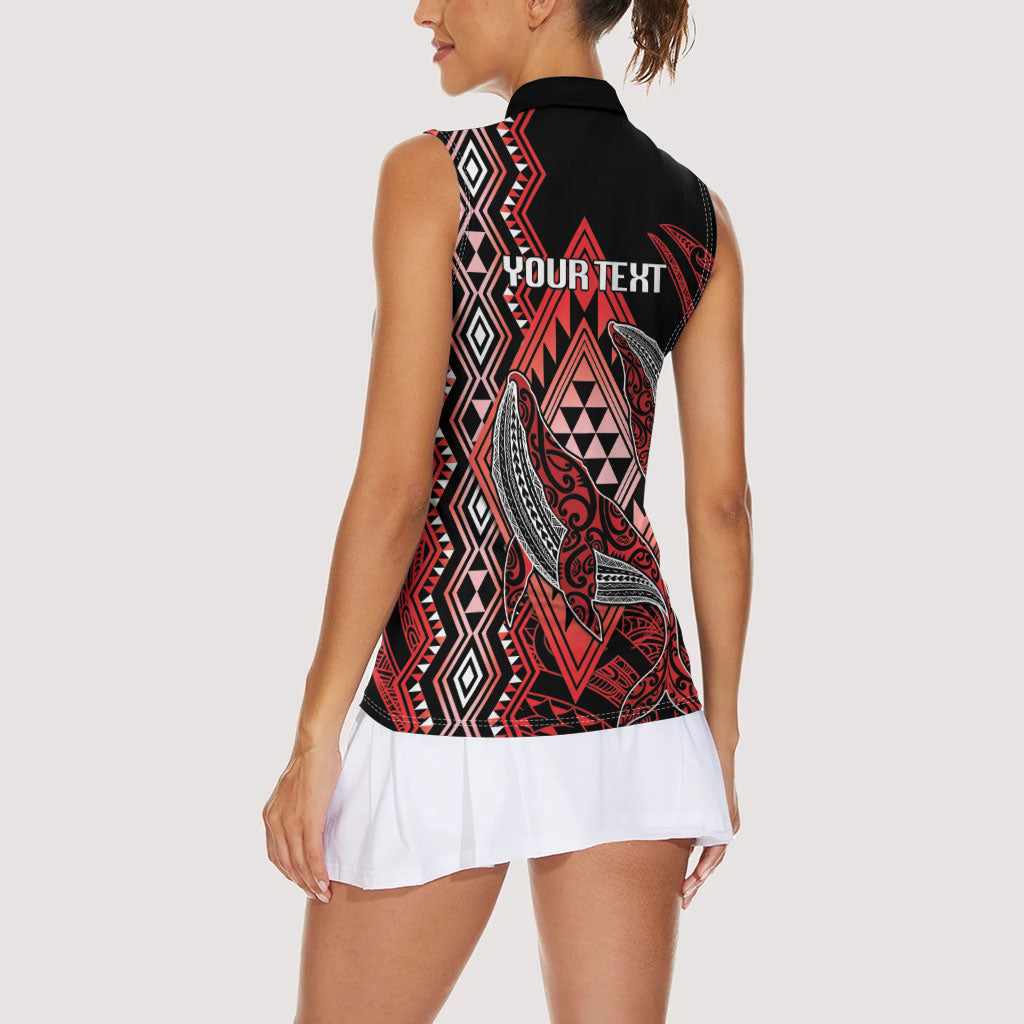Aotearoa Iwi Ngapuhi Personalised Women Sleeveless Polo Shirt NZ Maori Humpback Whale Taniko Motifs LT14 - Polynesian Pride