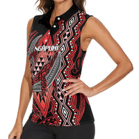 Aotearoa Iwi Ngapuhi Personalised Women Sleeveless Polo Shirt NZ Maori Humpback Whale Taniko Motifs LT14 - Polynesian Pride