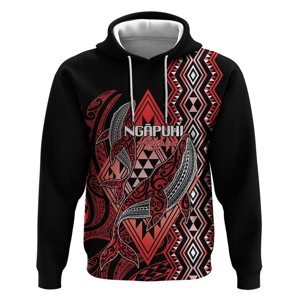 Aotearoa Iwi Ngapuhi Personalised Zip Hoodie NZ Maori Humpback Whale Taniko Motifs LT14 Pullover Hoodie Red - Polynesian Pride