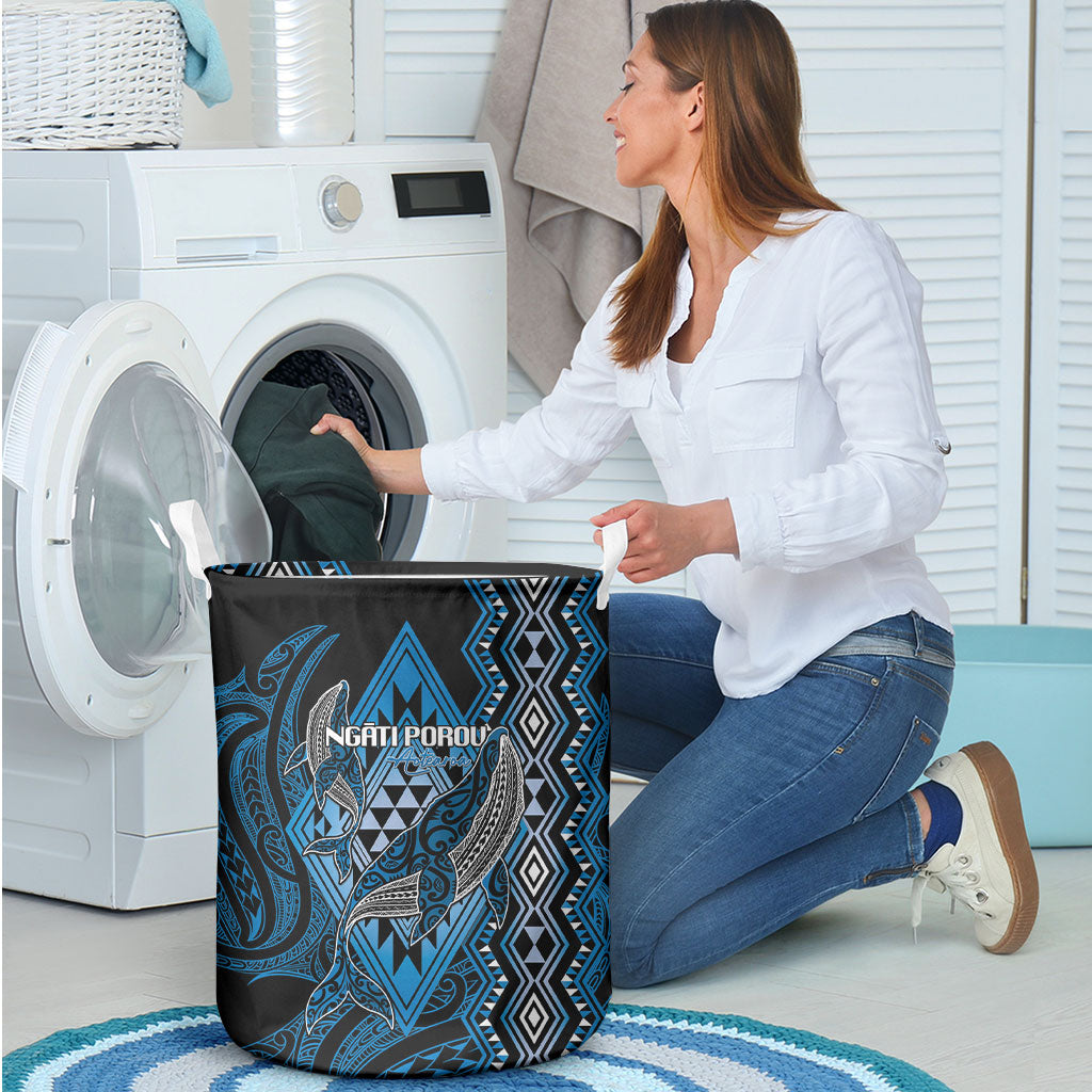 Aotearoa Iwi Ngati Porou Laundry Basket NZ Maori Humpback Whale Taniko Motifs LT14 - Polynesian Pride