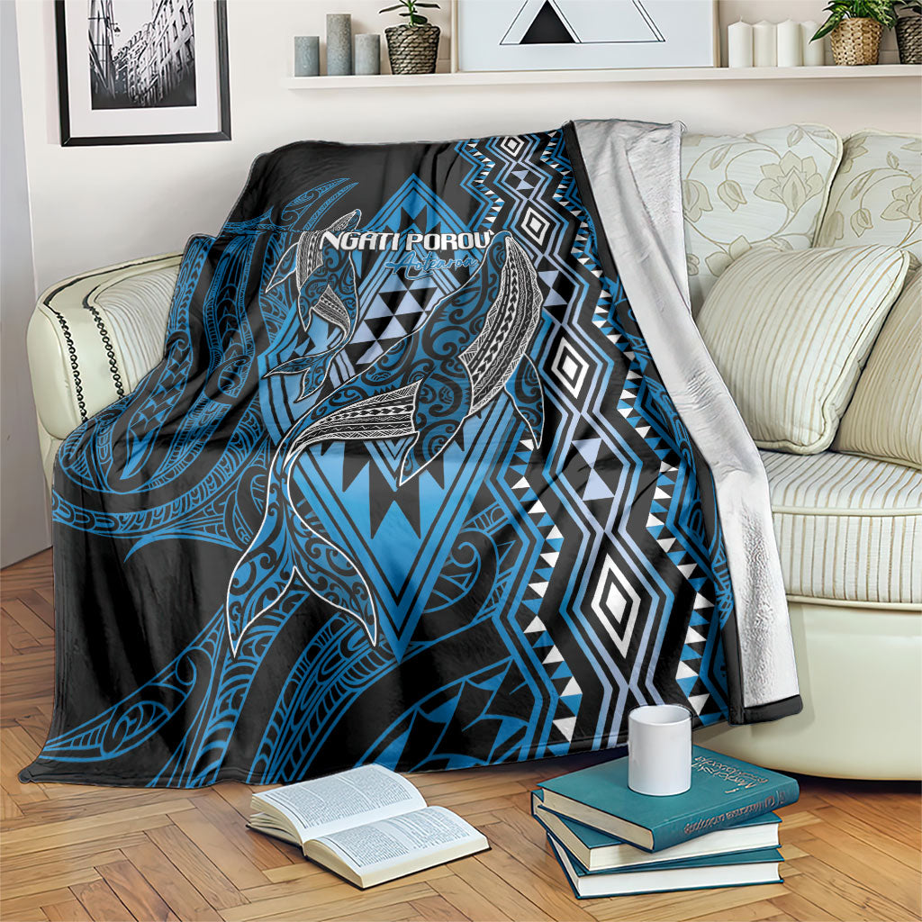 Aotearoa Iwi Ngati Porou Blanket NZ Maori Humpback Whale Taniko Motifs LT14 Blue - Polynesian Pride