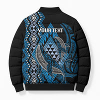 Aotearoa Iwi Ngati Porou Personalised Bomber Puffer Jacket NZ Maori Humpback Whale Taniko Motifs LT14 - Polynesian Pride