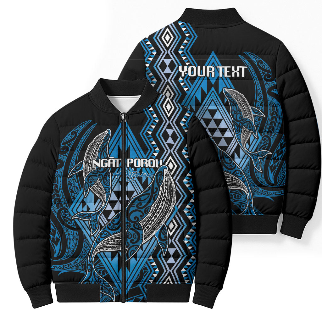 Aotearoa Iwi Ngati Porou Personalised Bomber Puffer Jacket NZ Maori Humpback Whale Taniko Motifs LT14 - Polynesian Pride