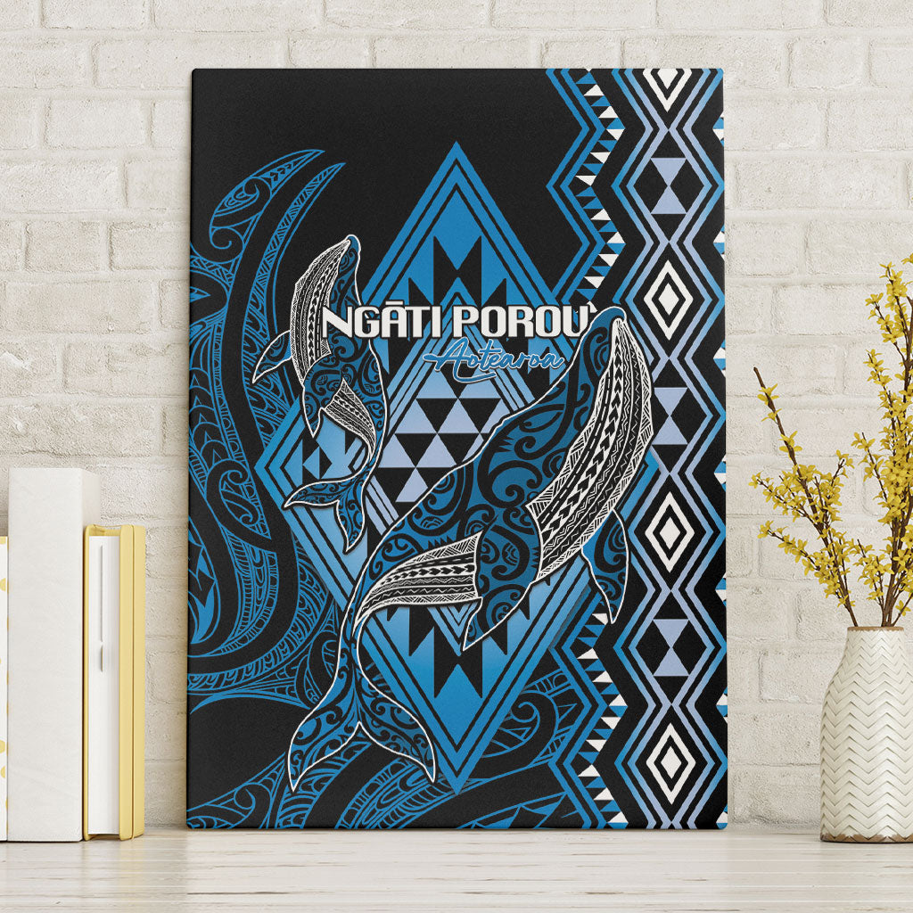 Aotearoa Iwi Ngati Porou Canvas Wall Art NZ Maori Humpback Whale Taniko Motifs LT14 Without Frame Blue - Polynesian Pride