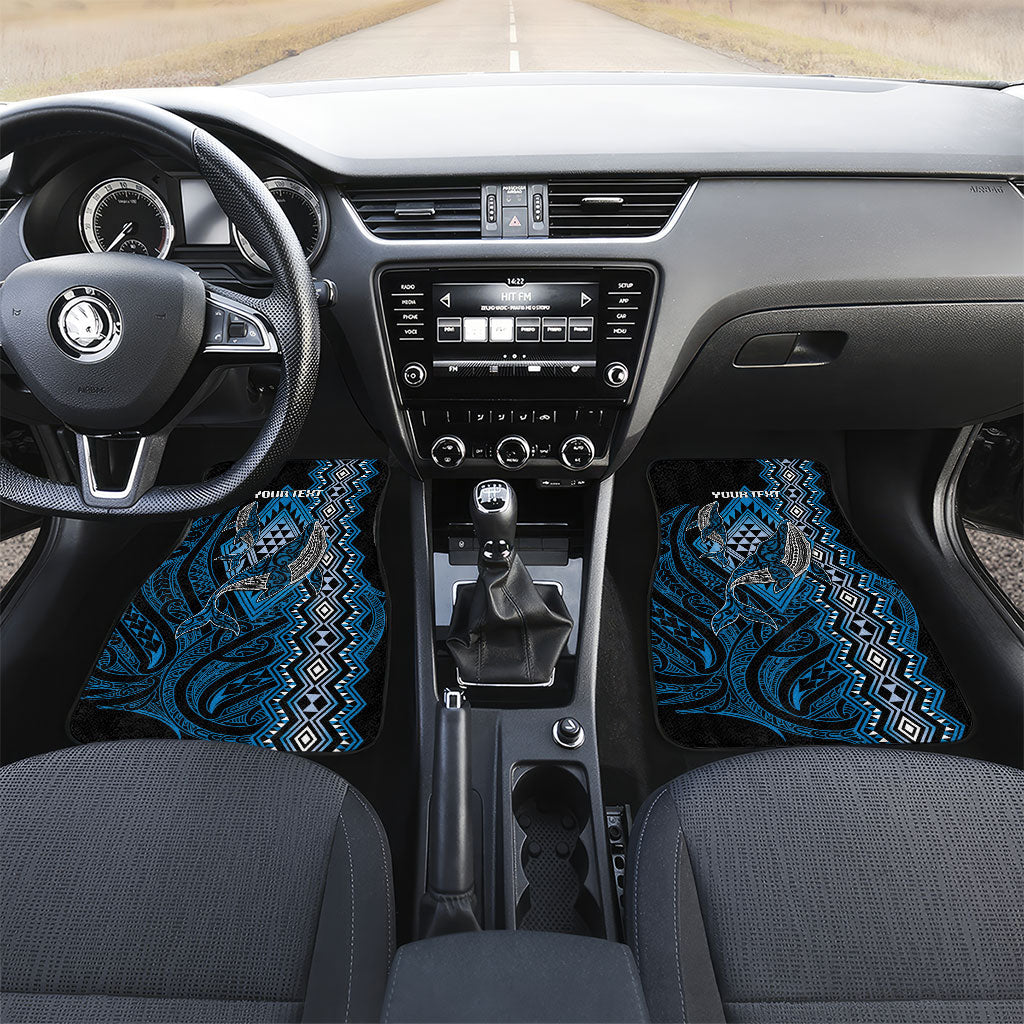 Aotearoa Iwi Ngati Porou Personalised Car Mats NZ Maori Humpback Whale Taniko Motifs LT14 Set 2pcs - Front Blue - Polynesian Pride