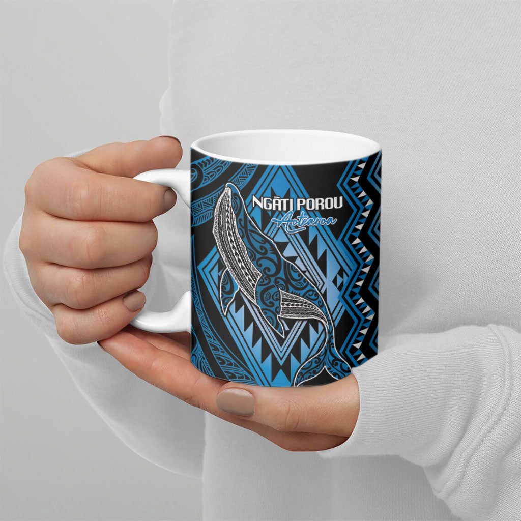 Aotearoa Iwi Ngati Porou Personalised Ceramic Mug NZ Maori Humpback Whale Taniko Motifs LT14 - Polynesian Pride