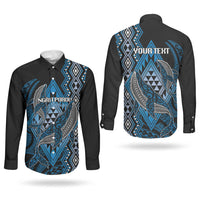 Aotearoa Iwi Ngati Porou Personalised Couples Matching Summer Maxi Dress and Long Sleeve Button Shirt NZ Maori Humpback Whale Taniko Motifs LT14 - Polynesian Pride