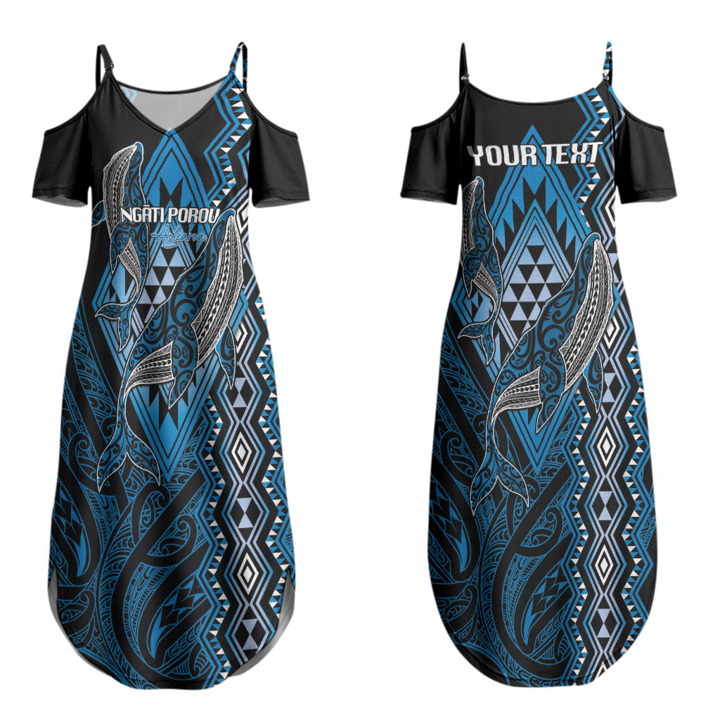 Aotearoa Iwi Ngati Porou Personalised Couples Matching Summer Maxi Dress and Long Sleeve Button Shirt NZ Maori Humpback Whale Taniko Motifs LT14 - Polynesian Pride